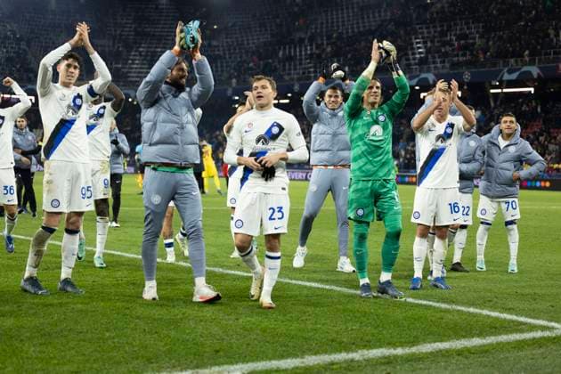 Sport Bilder des Tages SOCCER - UEFA CL, RBS vs Inter SALZBURG,AUSTRIA,08.NOV.23 - SOCCER - UEFA Champions League, group stage, Red Bull Salzburg vs FC Internazionale Milano. Image shows the rejoicing of Inter.  GEPAxpictures xGintarexKarpaviciute