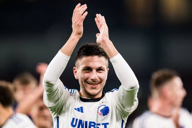 231108 Roony Bardghji of FC Copenhagen celebrates after the UEFA Champions League football match between FC Copenhagen and Manchester United, ManU on November 8, 2023 in Copenhagen. Photo: Petter Arvidson BILDBYRAN kod PA PA0685 fotboll football soccer fotball champions league fc copenhagen manchester united bbeng jubel Copyright: PETTERxARVIDSON BB231108PA161