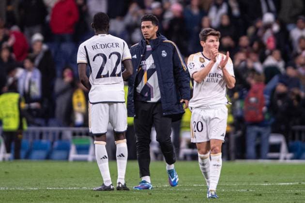 8th November 2023; Santiago Bernabeu Stadium, Madrid, Spain, Champions League Football, Group Stage, Real Madrid versus Sporting Braga; Bellingham and Rudiger  ActionPlus12573979 AgenciaxLOF