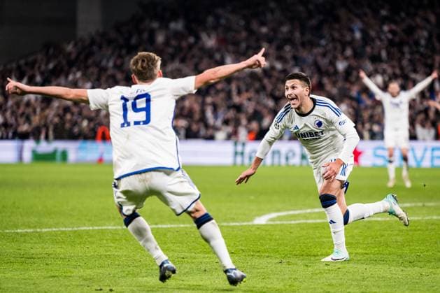 231108 Roony Bardghji of FC Copenhagen celebrates during 4-3 during the UEFA Champions League football match between FC Copenhagen and Manchester United, ManU on November 8, 2023 in Copenhagen. Photo: Petter Arvidson BILDBYRAN kod PA PA0685 fotboll football soccer fotball champions league fc copenhagen manchester united bbeng jubel Copyright: PETTERxARVIDSON BB231108PA173