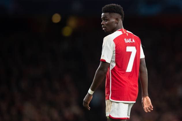 8th November 2023; Emirates Stadium, London, England; Champions League Football, Group Stage, Arsenal versus Sevilla; Bukayo Saka of Arsenal  ActionPlus12573991 SalvioxCalabrese