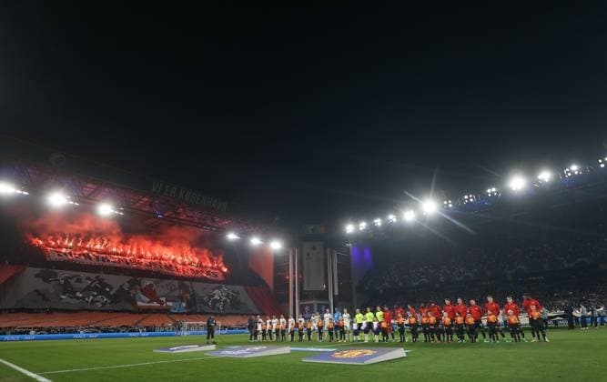 EDITORIAL USE ONLY No use with unauthorised audio, video, data, fixture lists, club league logos or live services. Online in-match use limited to 120 images, no video emulation. No use in betting, games or single club league player publications. FC Copenhagen v Manchester United, ManU UEFA Champions League, Group A, Football, Parken Stadium, Copenhagen, Denmark - 08 Nov 2023 EDITORIAL USE ONLY No use with unauthorised audio, video, data, fixture lists, club league logos or live services. Online in-match use limited to 120 images, no video emulation. No use in betting, games or single club league player publications. Copyright: xKieranxMcManus Shutterstockx 14187802em