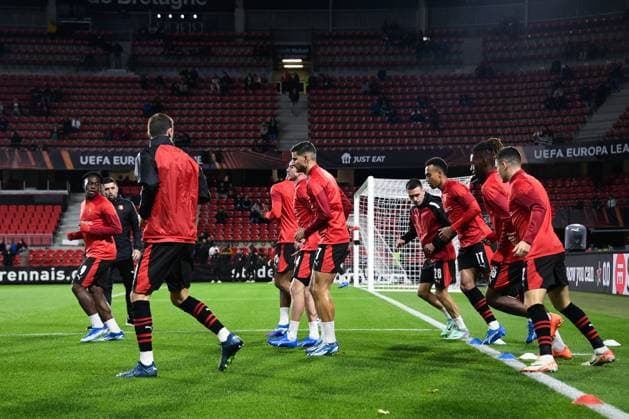 Echauffement - Equipe Rennes - Ambiance - FOOTBALL : Rennes vs Panathinaikos - Ligue Europa - 09 11 2023 FedericoPestellini Panoramic 