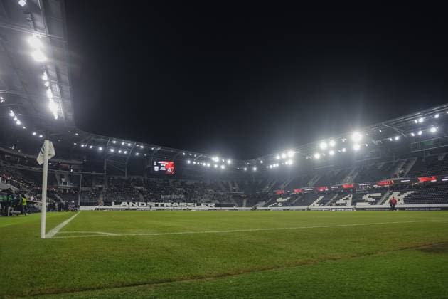 SOCCER - UEFA EL, LASK vs Saint-Gilloise LINZ,AUSTRIA,09.NOV.23 - SOCCER - UEFA Europa League, group stage, Linzer ASK vs Royale Union Saint-Gilloise. Image shows an overview of Raiffeisen arena.  GEPAxpictures xManuelxBinder