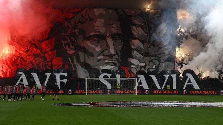 Fans of Slavia Praha prior to match Slavia Praha vs AS Rome during the football Europe League 4th round match, group G in Prague, Czech Republic, November 9, 2023. (CTKxPhoto MichalxKamaryt) CTKPhotoP2023110907966  CTKPhotoP2023110907966