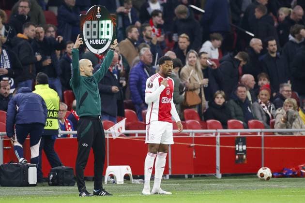 AMSTERDAM, 09-11-2023 JohanCruyff Arena, Europa League Football season 2023 2024. Ajax player Chuba Akpom comes on as a substitute during the match between Ajax and Brighton & Hove Albion Ajax - Brighton  x23102789x Copyright: