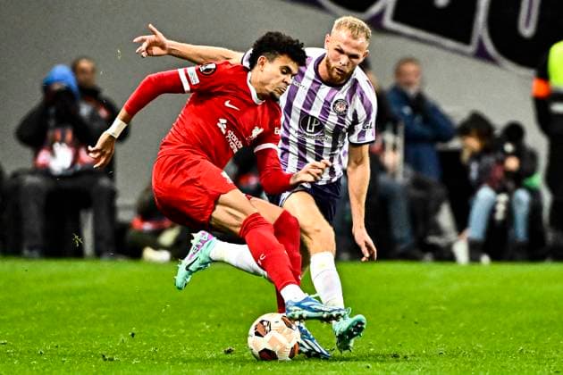 Luis Diaz (lfc) FOOTBALL : Toulouse vs Liverpool - Match 4 Phase de Groupe de la Ligue Europa - Toulouse - 09-11-2023 ThierryBreton Panoramic 
