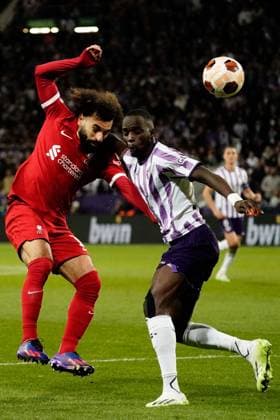 EDITORIAL USE ONLY No use with unauthorised audio, video, data, fixture lists, club league logos or live services. Online in-match use limited to 120 images, no video emulation. No use in betting, games or single club league player publications. Toulouse v Liverpool, UEFA Europa League, Group E, Football, Stadium TFC, Toulouse, France - 09 Nov 2023 EDITORIAL USE ONLY No use with unauthorised audio, video, data, fixture lists, club league logos or live services. Online in-match use limited to 120 images, no video emulation. No use in betting, games or single club league player publications. Copyright: xDavexWinter Shutterstockx 14188577bk