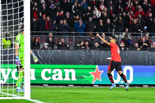 Attitude - Joie de Ludovic BLAS ( 11 - Rennes ) - FOOTBALL : Rennes vs Panathinaikos - Ligue Europa - 09 11 2023 FedericoPestellini Panoramic 