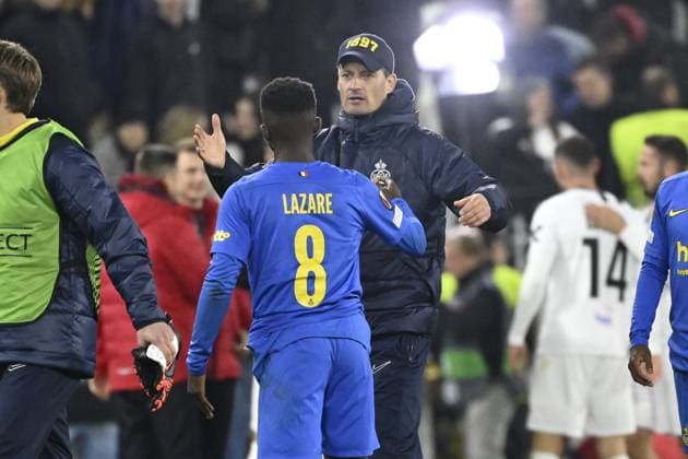 Union s head coach Alexander Blessin pictured after a soccer game between Austrian Linzer Athletik Klub (LASK) and Belgian Royale Union Saint Gilloise in Linz, Austria, on Thursday 09 November 2023, on day 4 in the group phase of the UEFA Europa League competition, in group E. LAURIExDIEFFEMBACQ  x79656155x