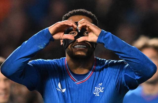Glasgow, Scotland, 9th November 2023. Danilo of Rangers celebrates scoring the fist goal during the UEFA Europa League match at Ibrox Stadium, Glasgow. Picture credit should read: Neil Hanna Sportimage EDITORIAL USE ONLY. No use with unauthorised audio, video, data, fixture lists, club league logos or live services. Online in-match use limited to 120 images, no video emulation. No use in betting, games or single club league player publications. SPI-2721-0006