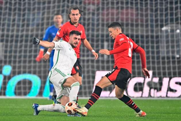 Rennes Panathinaikos PHOTOPQR OUEST FRANCE Philippe Renault ; Rennes ; 09 11 2023 ; UEFA. Europa League. Phase de groupe. Football. Rennes Panathinaikos . Fabian Rieder Rennes Photo Philippe Renault Ouest-France UEFA Europa League Group F soccer match between Stade Rennais FC and Panathinaikos FC, in Rennes, France, 09 November 2023.