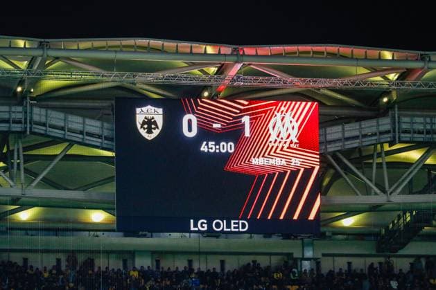 AEK Athens v Olympique de Marseille UEFA Europa League First half score between AEK Athens and Olympique de Marseille during the UEFA Europa League Group B match at OPAP Arena, Athens Copyright: xYannisxHalasx FIL-19225-0062 UK Newspapers OUT