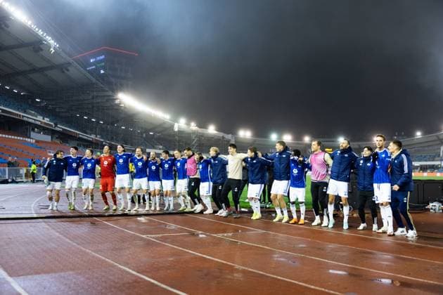 231109 Players of Molde celebrate after the UEFA Europa League football match between BK Häcken and Molde on November 9, 2023 in Göteborg. Photo: Michael Erichsen BILDBYRAN COP 89 MI0570 fotboll football soccer fotball uefa europa league bk häcken molde bbeng jubel Copyright: MICHAELxERICHSEN BB231109MI065