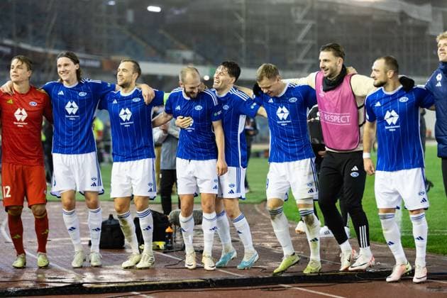 231109 Players of Molde celebrate after the UEFA Europa League football match between BK Häcken and Molde on November 9, 2023 in Göteborg. Photo: Michael Erichsen BILDBYRAN COP 89 MI0570 fotboll football soccer fotball uefa europa league bk häcken molde bbeng jubel Copyright: MICHAELxERICHSEN BB231109MI066