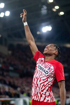 Junior Adamu (SC Freiburg, 20) jubelt ueber das Tor zum 4:0, GER, SC Freiburg vs FK TSC Backa Topola, Fussball UEFA Europa League, Gruppe A, 4. Spieltag, Saison 2023 2024, 09.11.2023 GER, SC Freiburg vs FK TSC Backa Topola, Fussball UEFA Europa League, Gruppe A, 4. Spieltag, Saison 2023 2024, 09.11.2023 Freiburg Copyright: xEibner-Pressefoto Memmlerx EP_MMR
