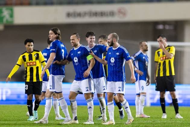 231109 Players of Molde celebrates after the UEFA Europa League football match between BK Häcken and Molde on November 9, 2023 in Göteborg. Photo: Michael Erichsen BILDBYRAN COP 89 MI0570 bbeng bk häcken football fotball fotboll molde soccer uefa europa league jubel Copyright: MICHAELxERICHSEN BB231109MI069