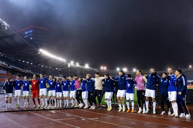 231109 Players of Molde celebrates after the UEFA Europa League football match between BK Häcken and Molde on November 9, 2023 in Göteborg. Photo: Michael Erichsen BILDBYRAN COP 89 MI0570 bbeng bk häcken football fotball fotboll molde soccer uefa europa league jubel Copyright: MICHAELxERICHSEN BB231109MI074