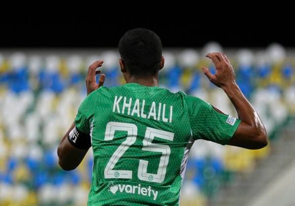 Cyprus Soccer Europa League Maccabi Haifa s Anan Khalaily reacts during the Europa League Group F football match between Maccabi Haifa and Villarreal at AEK Arena in Larnaca. Cyprus, Thursday, November 9, 2023 Larnaca Cyprus  Copyright: xDanilxShamkinx originalFilename:shamkin-notitle231109_npNOv.jpg