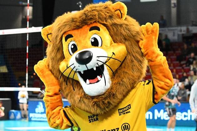 Homer, das Maskottchen der Powervolleys Düren, Maskottchen, Glücksbringer, 09.11.2023, Düren (Deutschland), Volleyball, 1. Bundesliga, SWD Powervolleys Düren - ASV Dachau