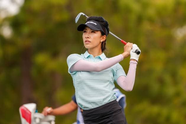 November 9, 2023, Belleair, Florida, USA: MUNI HE hits her first shot on the ninth hole during the first round of The ANNIKA driven by Gainbridge at the Pelican Golf Club on Thursday, Nov. 9, 2023, in Belleair. Belleair USA - ZUMAs70_ 20231109_zan_s70_035 Copyright: xJeffereexWoox