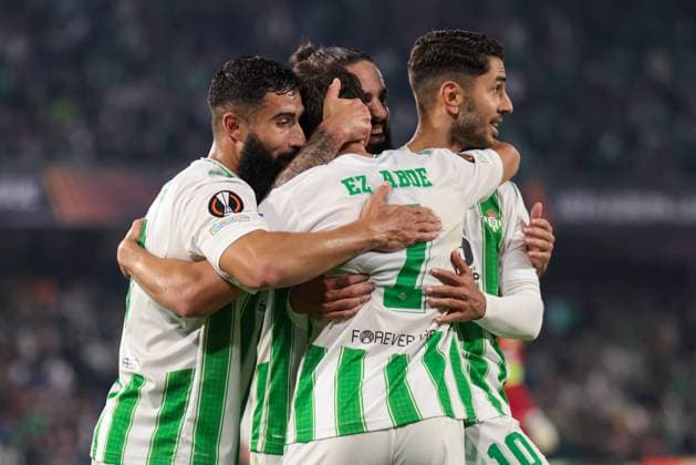 November 10, 2023, Seville, Spain: SEVILLE, SPAIN - NOVEMBER 09: Ez Abre of Real Betis celebrate a goal during the UEFA Europe League Group C match between Real Betis and Aris Limassol at Benito Villamarin on November 09, 2023 in Seville, Spain. Seville Spain - ZUMAd159 0313718960st Copyright: xJosexLuisxContrerasx
