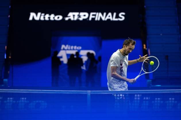 Foto Marco Alpozzi LaPresse 10 Novembre 2023 Torino - Italia - - Tennis Nitto ATP, Tennis Herren Finals - Practice Medvedev vs Rune Nella foto: Daniil Medvedev (Russia) November 10, 2023 Turin - Italy - Sport - Tennis Nitto ATP Finals - Practice Medvedev vs Rune In the pic: Daniil Medvedev (Russia)  Copyright: xMarcoxAlpozzi LaPressex