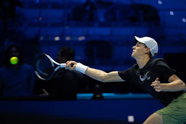 Foto Marco Alpozzi LaPresse 10 Novembre 2023 Torino - Italia - - Tennis Nitto ATP, Tennis Herren Finals - Practice Sinner Vs Rublev Nella foto: Jannik Sinner (Italia) November 10, 2023 Turin - Italy - Sport - Tennis Nitto ATP Finals - Practice Sinner Vs Rublev In the pic: Jannik Sinner (Italia)  Copyright: xMarcoxAlpozzi LaPressex