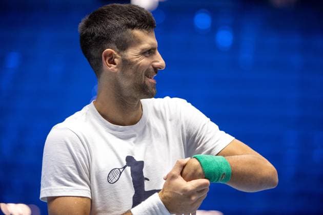 Foto Marco Alpozzi LaPresse 10 Novembre 2023 Torino - Italia - - Tennis Nitto ATP, Tennis Herren Finals - Practice Djokovic Vs Alcaraz Nella foto: Novak Djokovic (Serbia) November 10, 2023 Turin - Italy - Sport - Tennis Nitto ATP Finals - Practice Djokovic Vs Alcaraz In the pic: Novak Djokovic (Serbia)  Copyright: xMarcoxAlpozzi LaPressex