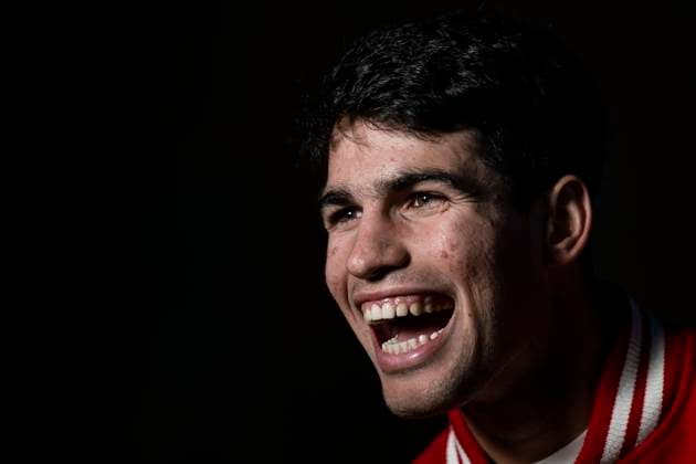 Nitto ATP, Tennis Herren Finals 2023 - Blue Carpet Carlos Alcaraz of Spain laughs during the Blue Carpet of the Nitto ATP Finals 2023. Turin Italy Copyright: xNicolòxCampox