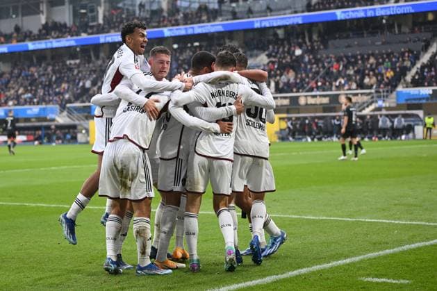Paderborn, Home Deluxe Arena, 11.11.23, GER, Herren, 2.Bundesliga, Saison 2023-2024, SC Paderborn 07 - 1.FC Nuernberg Bild: Lukas SCHLEIMER (Nuernberg) jubelt nach seinem Tor zum 0:3 Only for editorial use! DFL regulations prohibit any use of photographs as image sequences and or quasi-video. NRW Deutschland