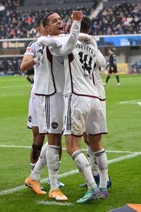 Paderborn, Home Deluxe Arena, 11.11.23, GER, Herren, 2.Bundesliga, Saison 2023-2024, SC Paderborn 07 - 1.FC Nuernberg Bild: Lukas SCHLEIMER (Nuernberg) jubelt nach seinem Tor zum 0:3 Only for editorial use! DFL regulations prohibit any use of photographs as image sequences and or quasi-video. NRW Deutschland