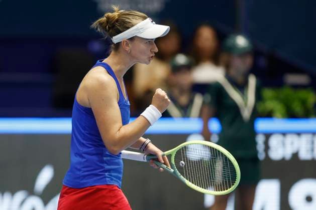 Czech tennis player Barbora Krejcikova in action during the women s Billie Jean King Cup 2023 match Czech Republic vs Canada in Sevilla, Spain, November 11, 2023. (CTKxPhoto PavelxLebeda) CTKPhotoF202311110022401  CTKPhotoF202311110022401