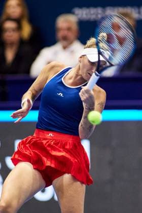 November 11, 2023: Marketa Vondrousova of Czechia in action during tennis match between Czechia and Canada The Billie Jean King Cup Finals 2023 at La Cartuja stadium on November 11, 2023, in Sevilla, Spain - ZUMAa181 20231111_zaa_a181_169 Copyright: xJoaquinxCorcherox
