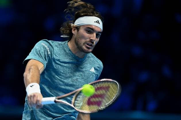 Foto Marco Alpozzi LaPresse 12 Novembre 2023 Torino - Italia - - Tennis Nitto ATP, Tennis Herren Finals - Jannik SINNER (ITA) vs Stefanos TSITSIPAS (GRE) Nella foto: Stefanos Tsitsipas (Greece) November 12, 2023 Turin - Italy - Sport - Tennis Nitto ATP Finals - Jannik SINNER (ITA) vs Stefanos TSITSIPAS (GRE) In the pic: Stefanos Tsitsipas (Greece)  Copyright: xMarcoxAlpozzi LaPressex