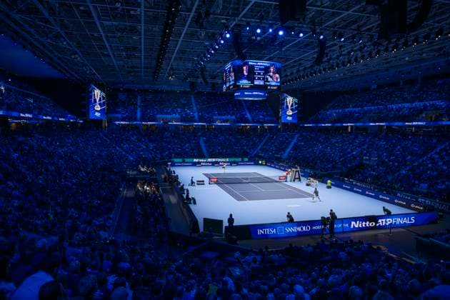 Nitto ATP, Tennis Herren Finals - Day One General view inside Pala Alpitour is seen during the round robin singles match between Jannik Sinner of Italy and Stefanos Tsitsipas of Greece during day one of the Nitto ATP Finals. Jannik Sinner won the match 6-4, 6-4. Turin Italy Copyright: xNicolòxCampox