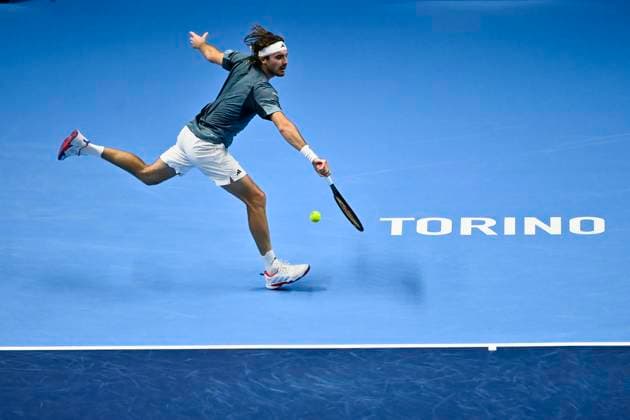 November 12, 2023, Turin, Italy: STEFANOS TSITSIPAS of Greece during their Men s Single s Nitto ATP, Tennis Herren Finals match during day one of the Nitto ATP Finals at Pala Alpitour. Turin Italy - ZUMAg210 20231112_abp_g210_010 Copyright: xStefanoxGuidix