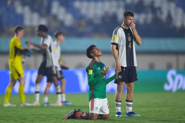 RECORD DATE NOT STATED FIFA U-17 World Cup Indonesia 2023 Mexico 1-3 Germany Manuel Sanchez of Mexico during the game Mexico vs Germany, corresponding to Group F of the FIFA U-17 World Cup Indonesia 2023, at Si Jalak Harupat Stadium, on November 12, 2023. <br><br> Manuel Sanchez de Mexico durante el partido Mexico vs Alemania, correspondiente al Grupo F de la Copa Mundial de la FIFA Sub-17 Indonesia 2023, en el Estadio Si Jalak Harupat Stadium, el 12 de Noviembre de 2023. BANDUNG INDONESIA INDONESIA  Copyright: xAdrianxMaciasx 20231112102244_FWC_U17_GF_MEX_GER_SANCHEZ133