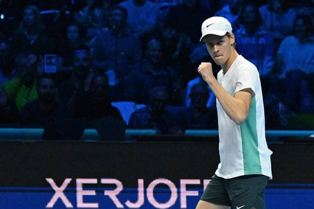 IPP20231112 Tennis: Nitto ATP, Tennis Herren Finals 2023 in Turin, esulta jannik sinner (Verwendung nur in Deutschland - GERMANY ONLY) *** IPP20231112 Tennis Nitto ATP Finals 2023 in Turin, esulta jannik sinner use only in Germany GERMANY ONLY 