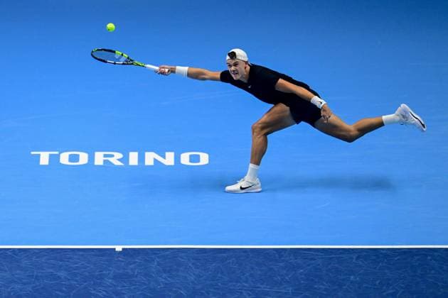 Foto Marco Alpozzi LaPresse 12 Novembre 2023 Torino - Italia - - Tennis Nitto ATP, Tennis Herren Finals - Novak DJOKOVIC (SRB) vs Holger RUNE (DEN) Nella foto: Holger Rune (Denmark) November 12, 2023 Turin - Italy - Sport - Tennis Nitto ATP Finals - Novak DJOKOVIC (SRB) vs Holger RUNE (DEN) In the pic: Holger Rune (Denmark)  Copyright: xMarcoxAlpozzi LaPressex