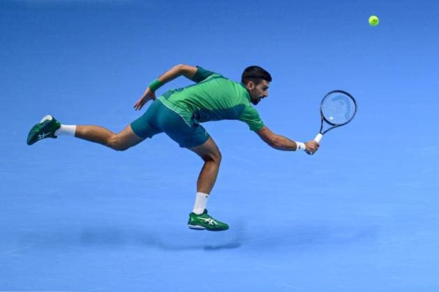 Foto Marco Alpozzi LaPresse 12 Novembre 2023 Torino - Italia - - Tennis Nitto ATP, Tennis Herren Finals - Novak DJOKOVIC (SRB) vs Holger RUNE (DEN) Nella foto: Novak Djokovic (Serbia) November 12, 2023 Turin - Italy - Sport - Tennis Nitto ATP Finals - Novak DJOKOVIC (SRB) vs Holger RUNE (DEN) In the pic: Novak Djokovic (Serbia)  Copyright: xMarcoxAlpozzi LaPressex