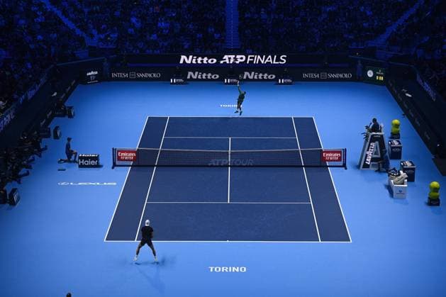 Foto Marco Alpozzi LaPresse 12 Novembre 2023 Torino - Italia - - Tennis Nitto ATP, Tennis Herren Finals - Novak DJOKOVIC (SRB) vs Holger RUNE (DEN) Nella foto: Novak Djokovic (Serbia)Holger Rune (Denmark) November 12, 2023 Turin - Italy - Sport - Tennis Nitto ATP Finals - Novak DJOKOVIC (SRB) vs Holger RUNE (DEN) In the pic: Novak Djokovic (Serbia)Holger Rune (Denmark)  Copyright: xMarcoxAlpozzi LaPressex