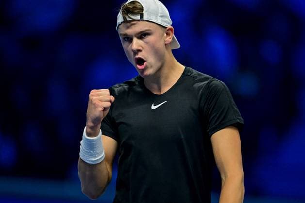 Foto Marco Alpozzi LaPresse 12 Novembre 2023 Torino - Italia - - Tennis Nitto ATP, Tennis Herren Finals - Novak DJOKOVIC (SRB) vs Holger RUNE (DEN) Nella foto: Holger Rune (Denmark) November 12, 2023 Turin - Italy - Sport - Tennis Nitto ATP Finals - Novak DJOKOVIC (SRB) vs Holger RUNE (DEN) In the pic: Holger Rune (Denmark)  Copyright: xMarcoxAlpozzi LaPressex