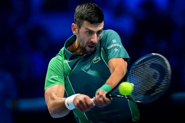 Foto Marco Alpozzi LaPresse 12 Novembre 2023 Torino - Italia - - Tennis Nitto ATP, Tennis Herren Finals - Novak DJOKOVIC (SRB) vs Holger RUNE (DEN) Nella foto: Novak Djokovic (Serbia) November 12, 2023 Turin - Italy - Sport - Tennis Nitto ATP Finals - Novak DJOKOVIC (SRB) vs Holger RUNE (DEN) In the pic: Novak Djokovic (Serbia)  Copyright: xMarcoxAlpozzi LaPressex