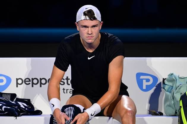 Foto Marco Alpozzi LaPresse 12 Novembre 2023 Torino - Italia - - Tennis Nitto ATP, Tennis Herren Finals - Novak DJOKOVIC (SRB) vs Holger RUNE (DEN) Nella foto: Holger Rune (Denmark) November 12, 2023 Turin - Italy - Sport - Tennis Nitto ATP Finals - Novak DJOKOVIC (SRB) vs Holger RUNE (DEN) In the pic: Holger Rune (Denmark)  Copyright: xMarcoxAlpozzi LaPressex
