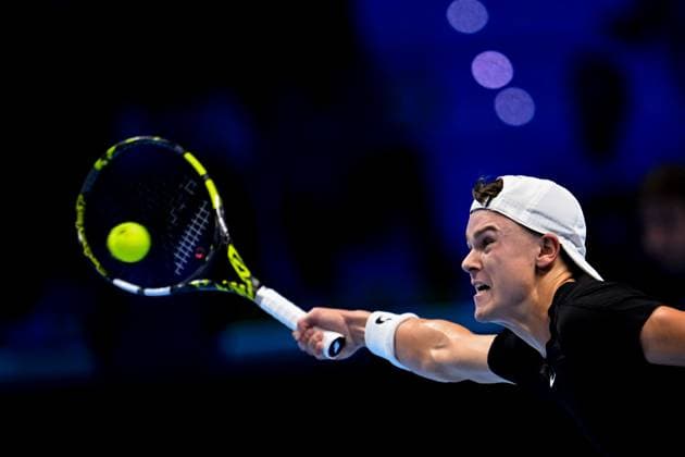 Foto Marco Alpozzi LaPresse 12 Novembre 2023 Torino - Italia - - Tennis Nitto ATP, Tennis Herren Finals - Novak DJOKOVIC (SRB) vs Holger RUNE (DEN) Nella foto: Holger Rune (Denmark) November 12, 2023 Turin - Italy - Sport - Tennis Nitto ATP Finals - Novak DJOKOVIC (SRB) vs Holger RUNE (DEN) In the pic: Holger Rune (Denmark)  Copyright: xMarcoxAlpozzi LaPressex