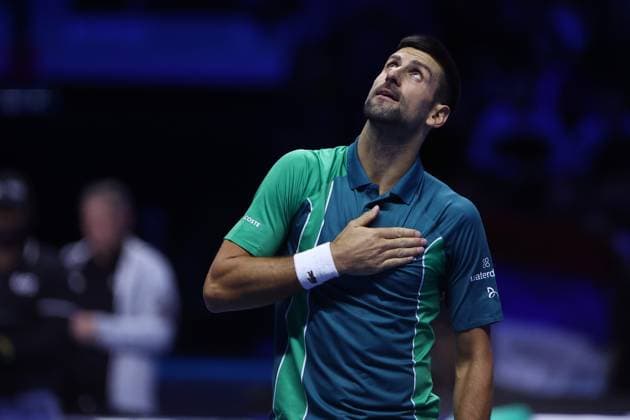Novak Djokovic vs Holger Rune Novak Djokovic of Serbia celebrates at the end of the singles match between Novak Djokovic of Serbia and Holger Rune of Denmark on Day One of the Nitto ATP, Tennis Herren World Tour Finals at Pala Alpitour on November 12, 2023 in Turin, Italy Torino Pala Alpitour Italy Copyright: xMarcoxCanonierox