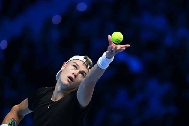 Nitto ATP, Tennis Herren Finals - Turin Holger Rune (DEN) during his first round match at the 2023 Nitto ATP Finals in Turin, Italy on November 13, 2023. Photo by Corinne Dubreuil ABACAPRESS.COM Turin Italy  Copyright: xDubreuilxCorinne ABACAx