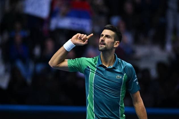 Nitto ATP, Tennis Herren Finals - Turin Novak Djokovic (SRB) during his first round match at the 2023 Nitto ATP Finals in Turin, Italy on November 13, 2023. Photo by Corinne Dubreuil ABACAPRESS.COM Turin Italy  Copyright: xDubreuilxCorinne ABACAx