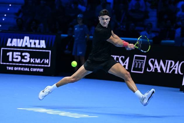Nitto ATP, Tennis Herren Finals - Turin Holger Rune (DEN) during his first round match at the 2023 Nitto ATP Finals in Turin, Italy on November 13, 2023. Photo by Corinne Dubreuil ABACAPRESS.COM Turin Italy  Copyright: xDubreuilxCorinne ABACAx